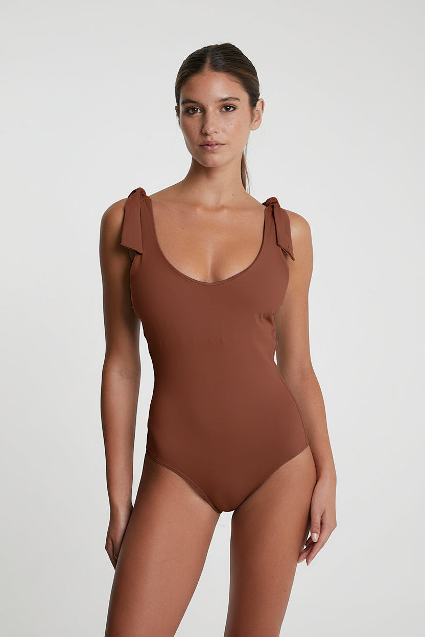 Maillot de Bain Jodie - Une Pièce décolleté V, Dos Nu avec Rubans à Nouer